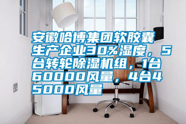 安徽哈博集團軟膠囊生產(chǎn)企業(yè)30%濕度，5臺轉(zhuǎn)輪除濕機組，1臺60000風量，4臺45000風量