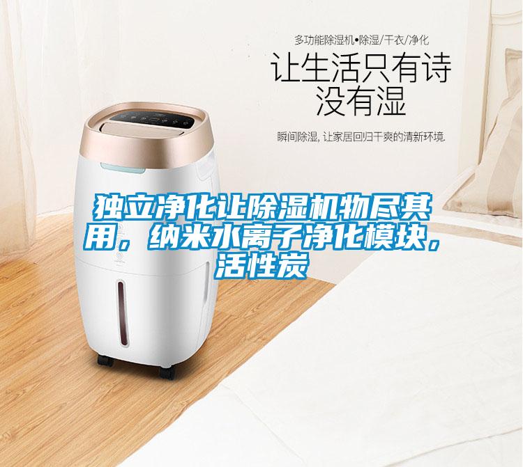 獨立凈化讓除濕機物盡其用，納米水離子凈化模塊，活性炭
